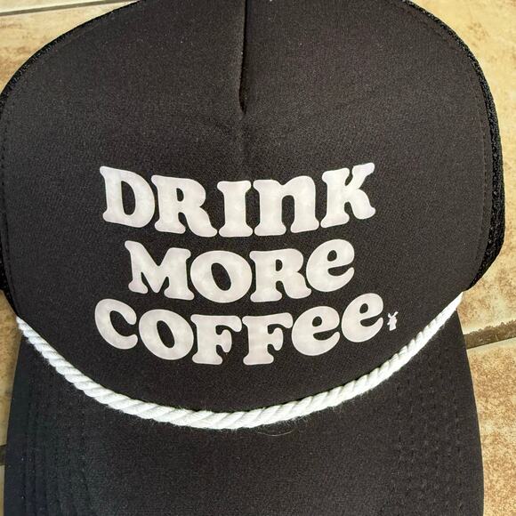 Dutch Bros Drink More Coffee Trucker Hat Black One Size Adjustable Baseball Cap - Picture 2 of 8